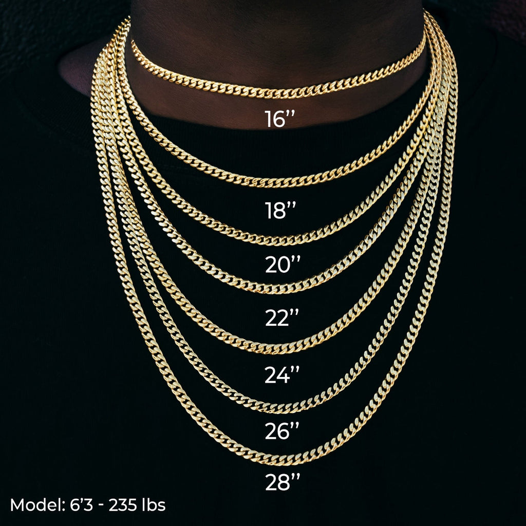 Iced Star Cable Link Chain - Yellow Gold